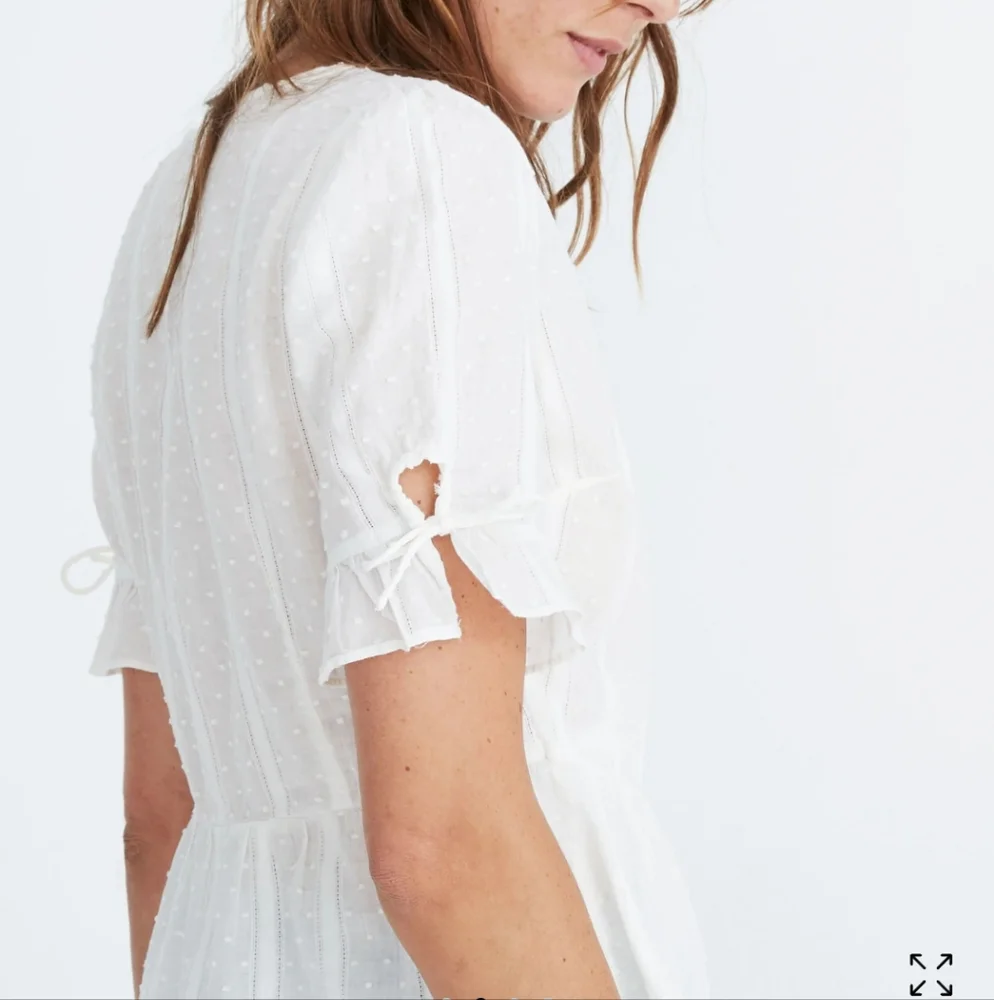 Madewell White Swiss Dot Wrap Peplum Top